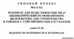 S_35 Типовой проект 901-4-51С а4. Резервуар для воды емкостью 500м3 цилиндрический из монолитного железобетона